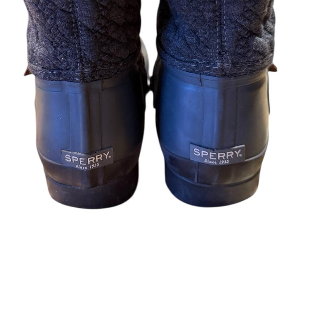 Sperry Quilted Gray Rain/Snow Boots with Brown Accents Womens Size 7 - Picture 6 of 8